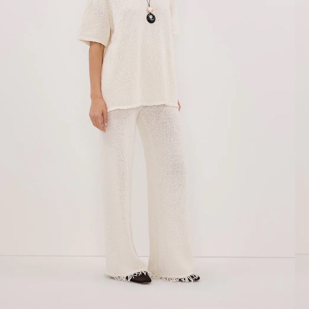 DISSH Sue Off White Fringe Knit Pant